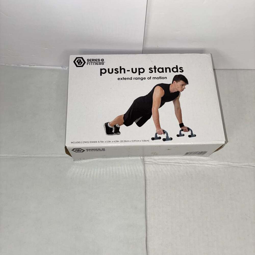 Series 8 Fitness Push-Up Stands Blue and Black Workout Unused Equipment